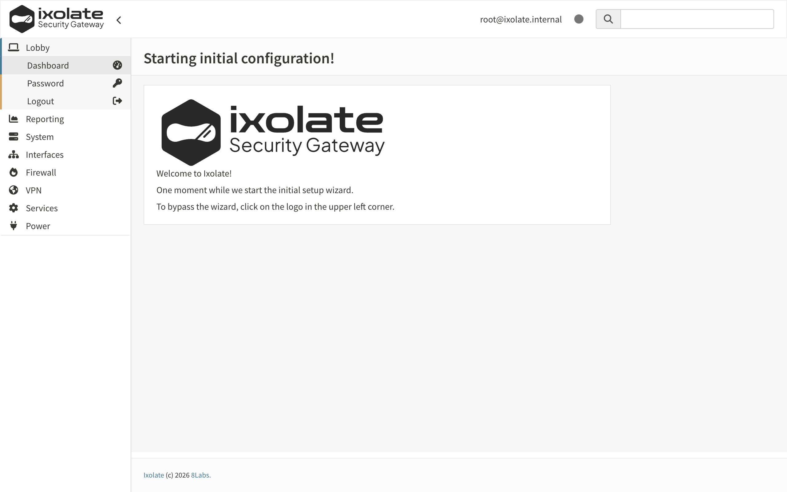 Ixolate dashboard after login